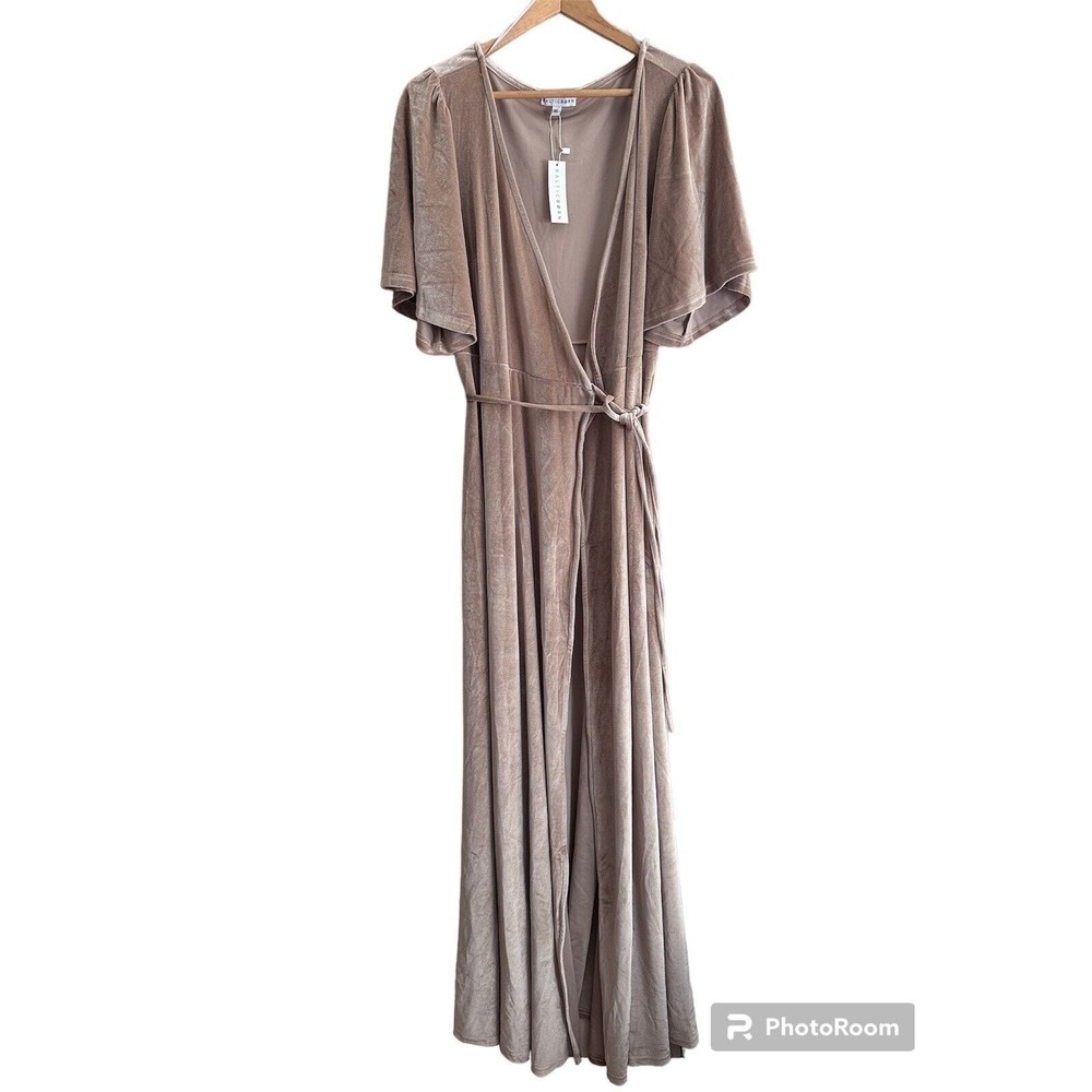 Baltic Born Womens Meghan Velvet Wrap Maxi Dress Shell Champagne Size XL NWT